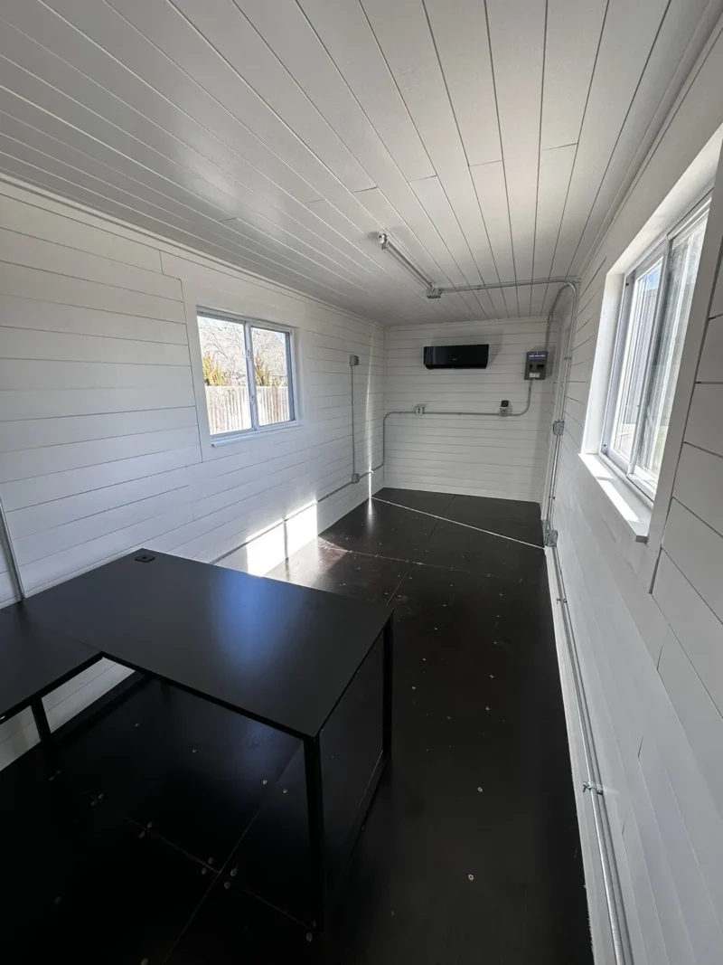 20ft 20’ slate gray shiplap 120v shipping container office mini split 20ft 20’ slate gray shiplap 120v shipping container office mini split