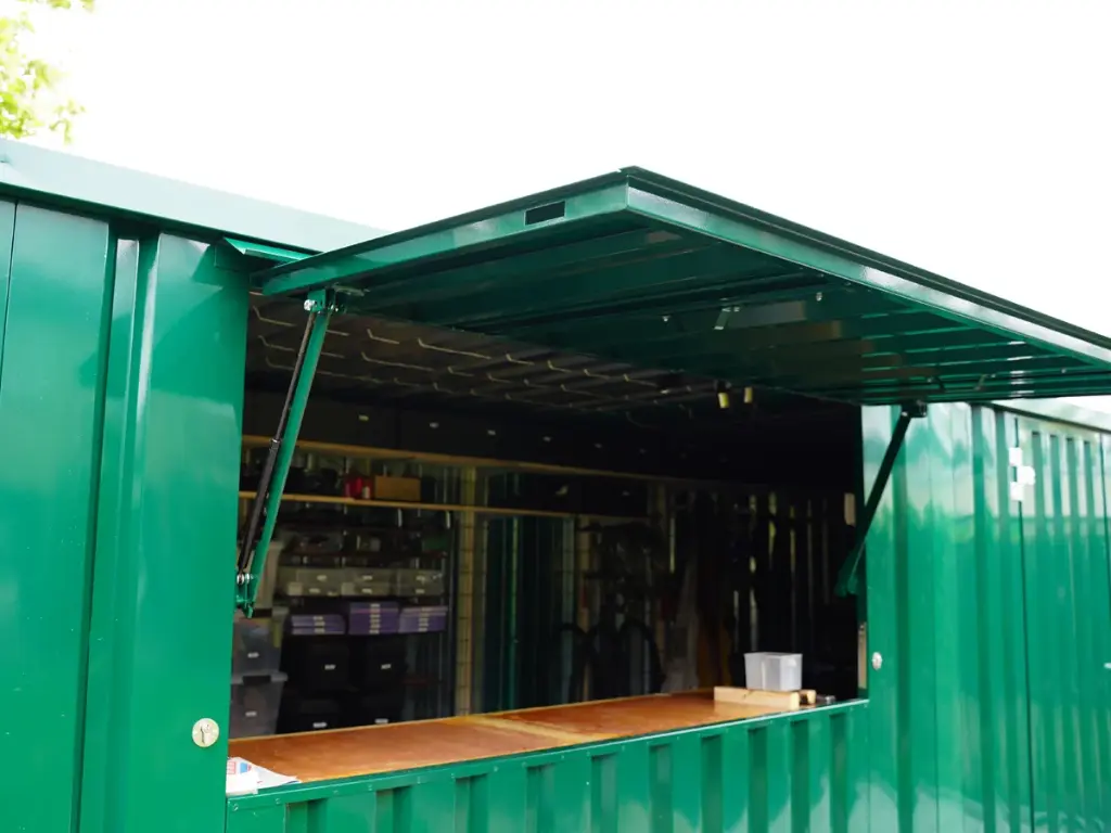 xl 3×2 m demountable bar container, green ral 6016 xl 3×2 m demountable bar container, green ral 6016