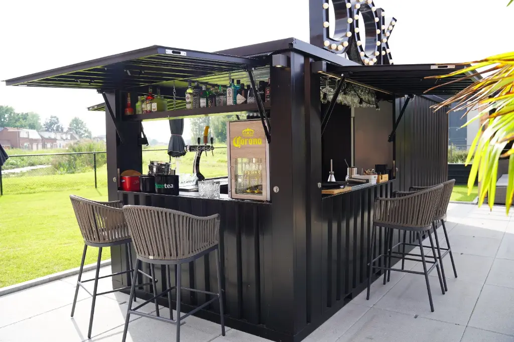 xl 4×3 meter demountable bar container, blue ral 5015 xl 4×3 meter demountable bar container, blue ral 5015