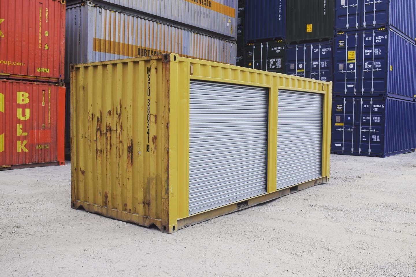 yellow 20ft used container – dual side roll up doors yellow 20ft used container – dual side roll up doors