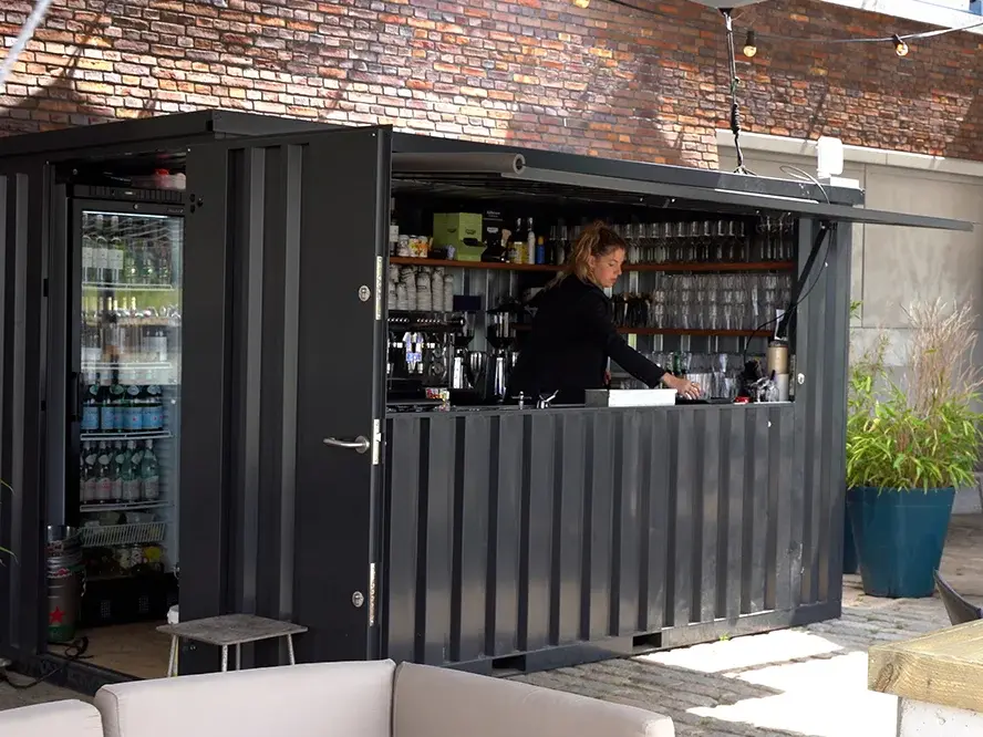 xl 4×3 meter demountable bar container, blue ral 5015 xl 4×3 meter demountable bar container, blue ral 5015